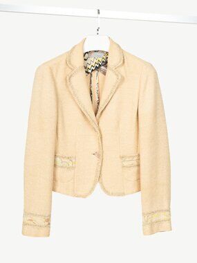 M by Missoni Metallic Beige Cotton-Tweed Trimmed Blazer